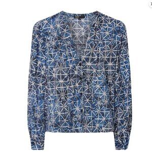 Maje Cotik Print Baloon Sleeve Cotton Blouse